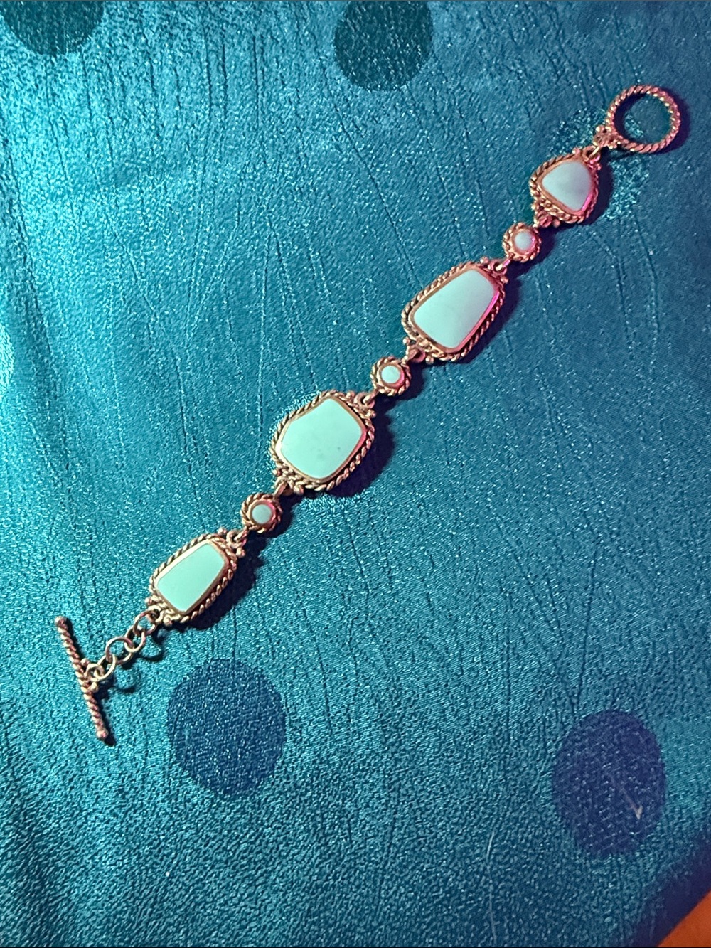 Sterling silver Bracelet with Turquoise Inlay - Women Jewelry